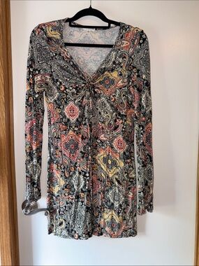EARTHBOUND Paisley Midi Dress in Black, Red, Yellow